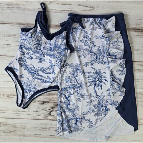 Shein One Piece Toile Swimsuit with matching skirt sz XL, New - Picture 1 of 6